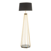 Lumisource LS-CANARY FL AUBK Canary Contemporary Floor Lamp in Gold Metal and Black Shade